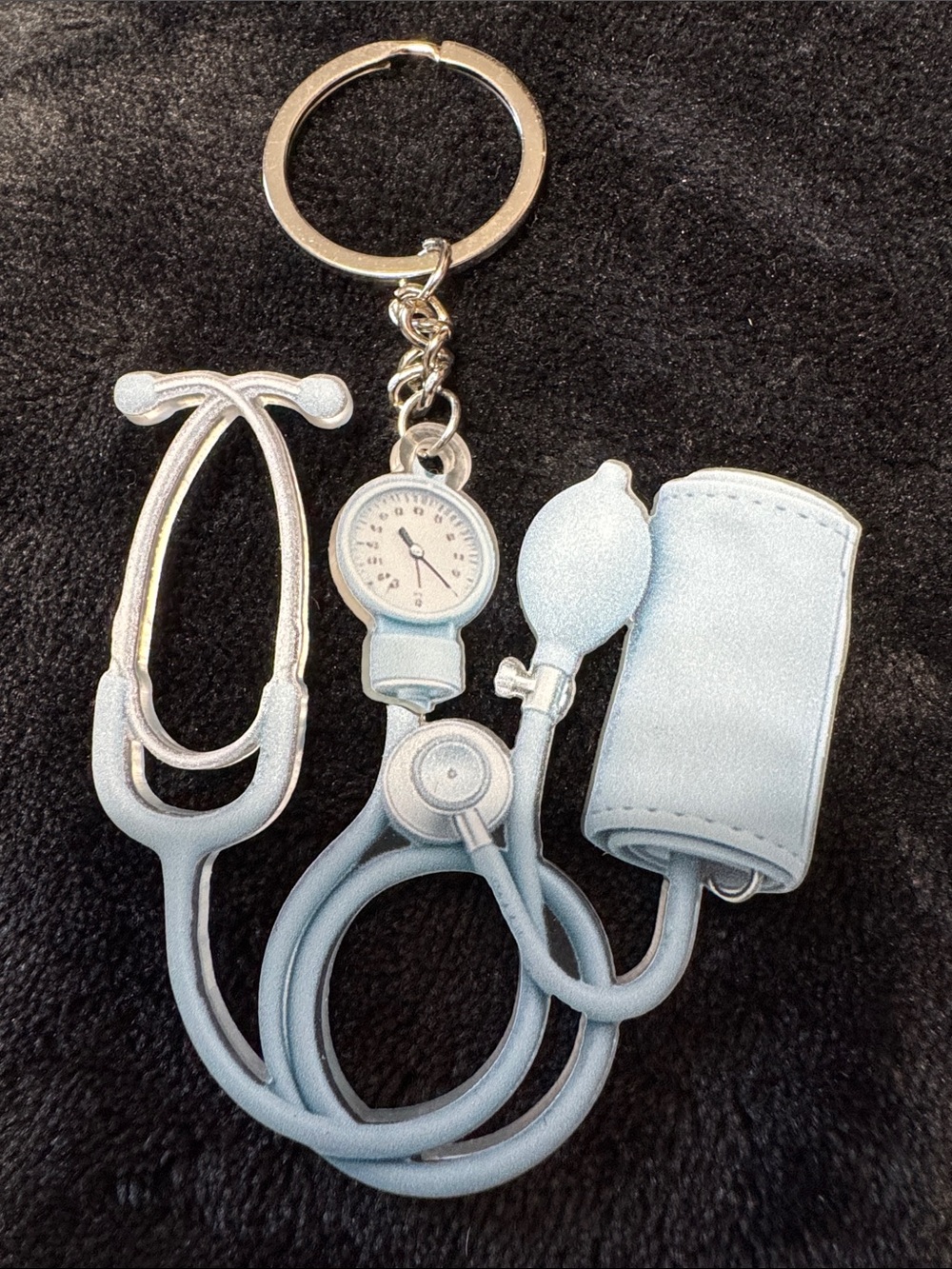 Source Unknown Light Blue Medical Stethoscope & Sphygmomanometer Keychain